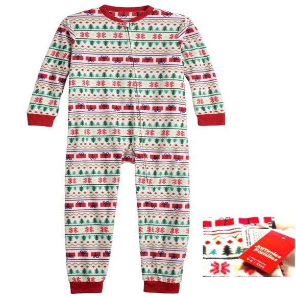 NWT Christmas Holiday Onesy Pajamas Fleece Jammies 5-6 - Picture 1 of 6